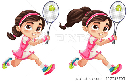 Young Girl Playing Tennis Young Girl Playing Tennis 117732705