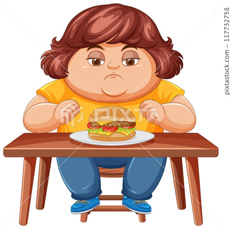 Child Eating a Burger Child Eating a Burger 117732758