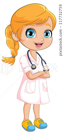 Cheerful Cartoon Nurse Character Cheerful Cartoon Nurse Character 117732759