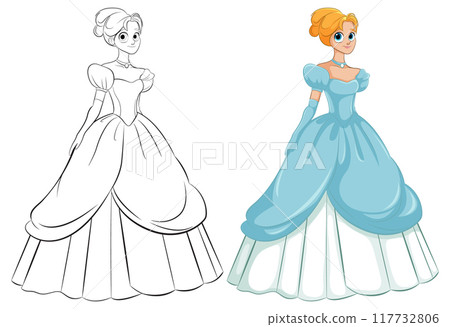 Elegant Princess in Blue Dress 117732806
