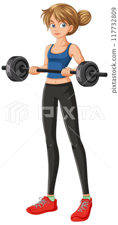 Fitness Girl Lifting Weights 117732809