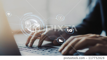 Human interact with AI artificial intelligence brain process generative AI EIDE Human interact with AI artificial intelligence brain process generative AI EIDE 117732828