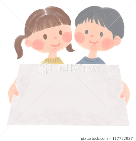 兩個孩子遞（接）紙的插圖 117732927