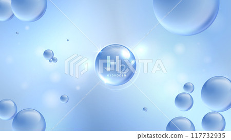 Hydrogen H2 production. renewable energy source. renewable Eco energy. hydrogen energy powered by renewable electricity with water molecule in transparent style. vector design. Hydrogen H2 production. renewable energy source. renewable Eco energy. hydrogen energy powered by renewable electricity with water molecule in transparent style. vector design. 117732935