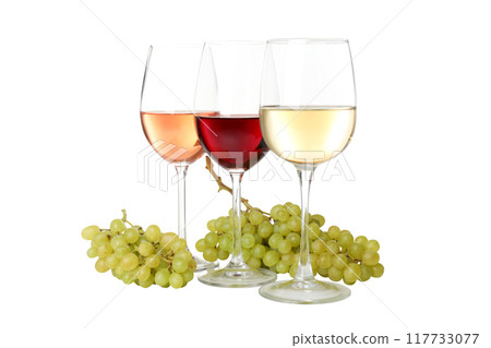 PNG wine glass with grapes isolated on white background. PNG wine glass with grapes isolated on white background. 117733077