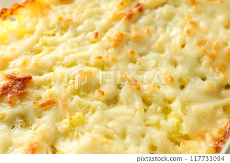 Concept of tasty and delicious homemade food - potato casserole 117733094