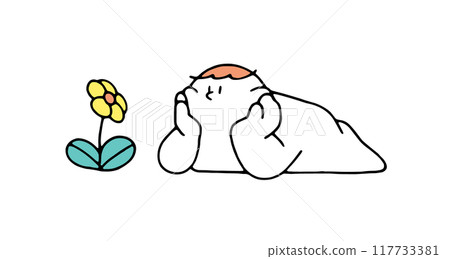 A person looking at flowers A person looking at flowers 117733381