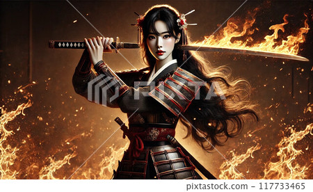 拿著火焰劍的女劍客 117733465