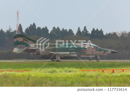 Japan Air Self-Defense Force RF-4E Phantom II reconnaissance aircraft waiting for takeoff Japan Air Self-Defense Force RF-4E Phantom II reconnaissance aircraft waiting for takeoff 117733614