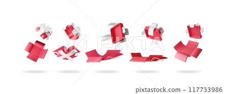 3D open gift box set isolated 117733986