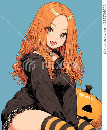 萬聖節角色扮演女孩卡通風格插畫 117734001