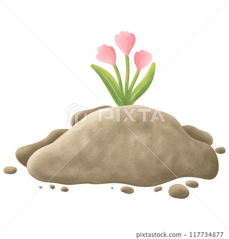 Illustration of garden, hand drawing set of soil, sprout, garden, clay Illustration of garden, hand drawing set of soil, sprout, garden, clay 117734877