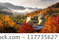 Village with beautiful autumn leaves 02 117735627