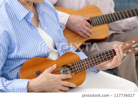 Senior playing guitar, hobby, lesson, at hand Senior playing guitar, hobby, lesson, at hand 117736027