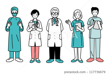 Set of medical workers - full body illustrations 117736679