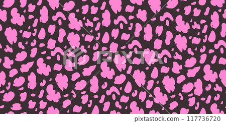 Leopard seamless pattern. Animalistic print for fabric, paper. Vector hand-drawn background 117736720