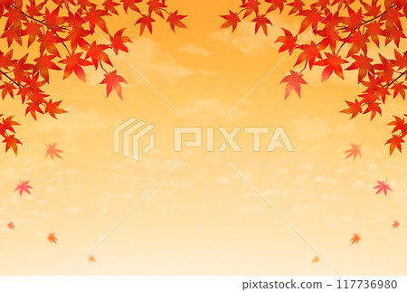 秋葉日落秋框背景 117736980
