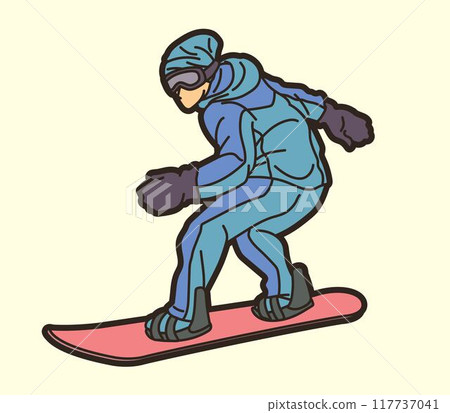 Snowboard Player Action Cartoon Extreme Sport Graphic Vector Snowboard Player Action Cartoon Extreme Sport Graphic Vector 117737041