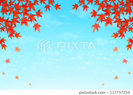 秋葉藍天秋框背景 117737259