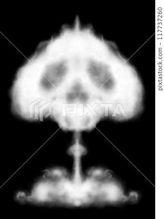 White smoke rising in the shape of a skull 117737260