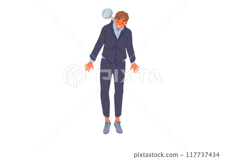 Business man loser hanging on nail, for concept of bankruptcy due to financial crisis Business man loser hanging on nail, for concept of bankruptcy due to financial crisis 117737434