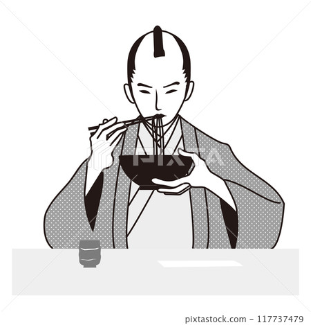 Samurai eating noodles Samurai eating noodles 117737479