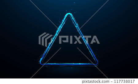 Emergency warning triangle sign. Glowing low poly, wireframe, linear, line, and mesh. illustration vector 117738017