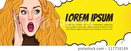 woman talking whispering gossip secret retro pop art comic vintage 117738189