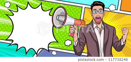 surprise man holding megaphone 115 surprise man holding megaphone 115 117738246