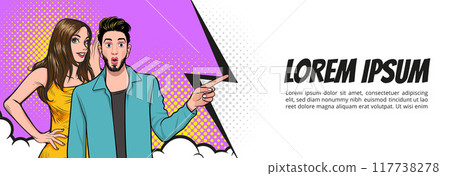 people whispering gossip or business secret to friend surprised In Retro Vintage Pop Art Comic Style people whispering gossip or business secret to friend surprised In Retro Vintage Pop Art Comic Style 117738278