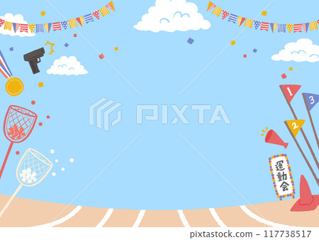 Sports day illustration frame background material Sports day illustration frame background material 117738517