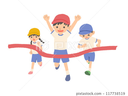 Illustration of children running a race at a sports day Illustration of children running a race at a sports day 117738519
