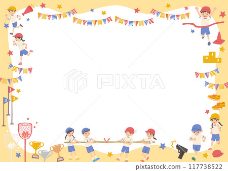 運動會插畫框架背景素材 117738522