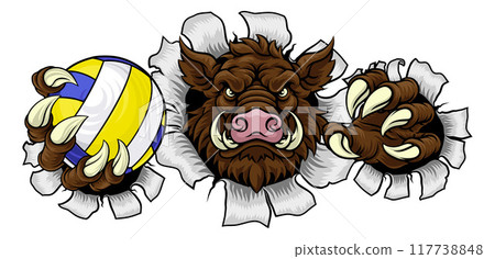 Boar Razorback Hog Volleyball Volley Ball Mascot 117738848