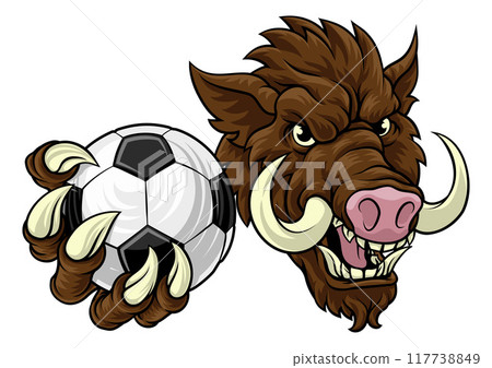 Boar Wild Hog Razorback Warthog Pig Soccer Mascot 117738849