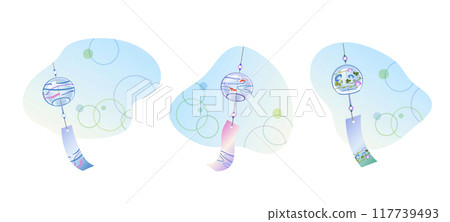 Hand drawn wind chime illustration set 117739493