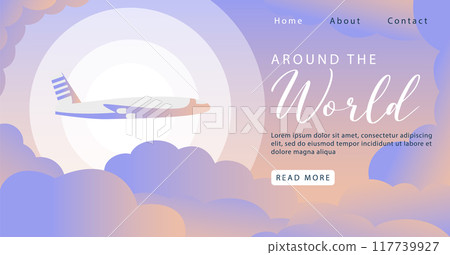 Civil aviation day social media landing page template. Travel flyer design flat illustration 117739927