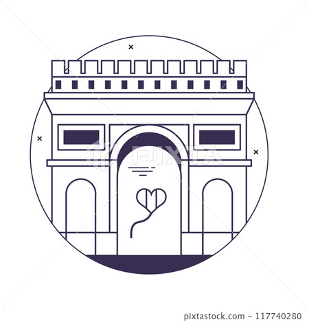Triumphal Arch Landmark Building Icon in Line Art 117740280