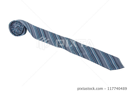 Blue gray striped gentlemans tie isolated on the white 117740489