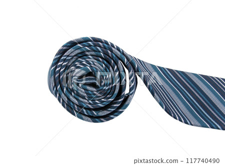 Blue gray striped gentlemans tie isolated on the white Blue gray striped gentlemans tie isolated on the white 117740490