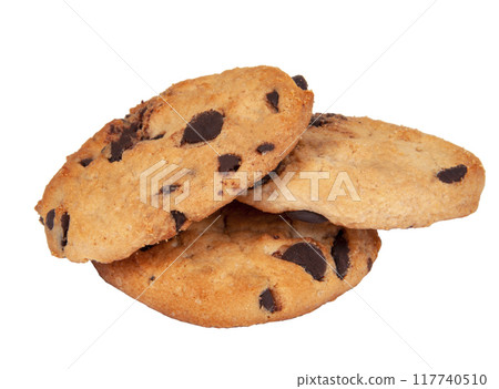 American tasty cookie with chocolate drops isolated on the white 117740510