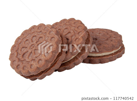 biscuit cookies with cream isolated on the white 117740542