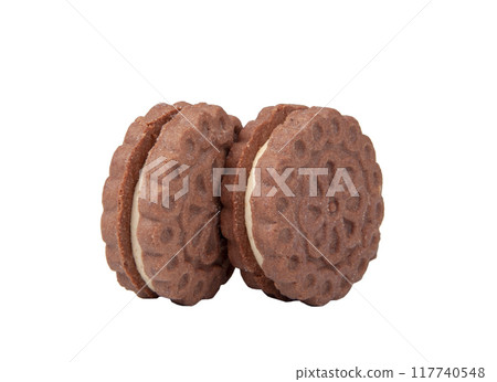 biscuit cookies with cream isolated on the white 117740548