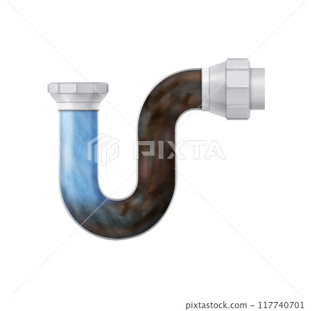 Clog and water in plastic sink drain pipe. 117740701