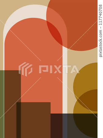 Aesthetic minimalist geometric elements interior poster Abstract mid century 2d vector illustration. 117740708