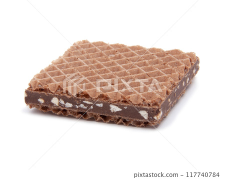 square waffle with chocolate snack isolated on the white 117740784