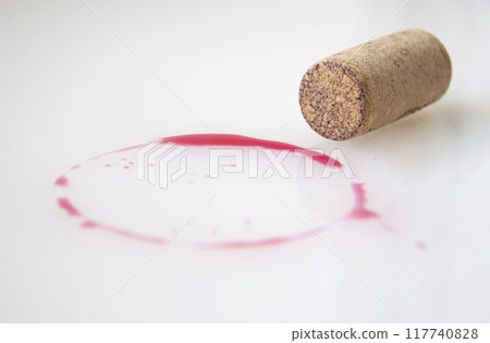 Vintage wine cork on the white background 117740828