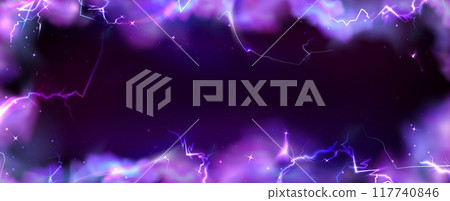 Frame from thunder lightning and purple smoke 117740846