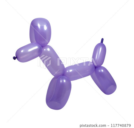 violet balloon model of dog isolated on the white 117740879