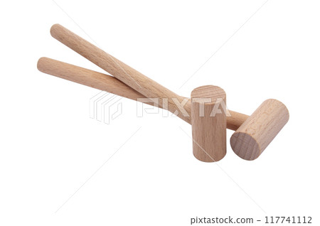 wooden drums drumsticks isolated on the white wooden drums drumsticks isolated on the white 117741112